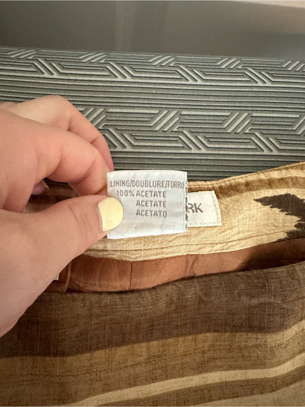 Cowgirl Vintage Brown and Cream 100% Silk Western A-Line Skirt - Picture 6 of 7